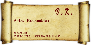 Vrba Kolumbán névjegykártya